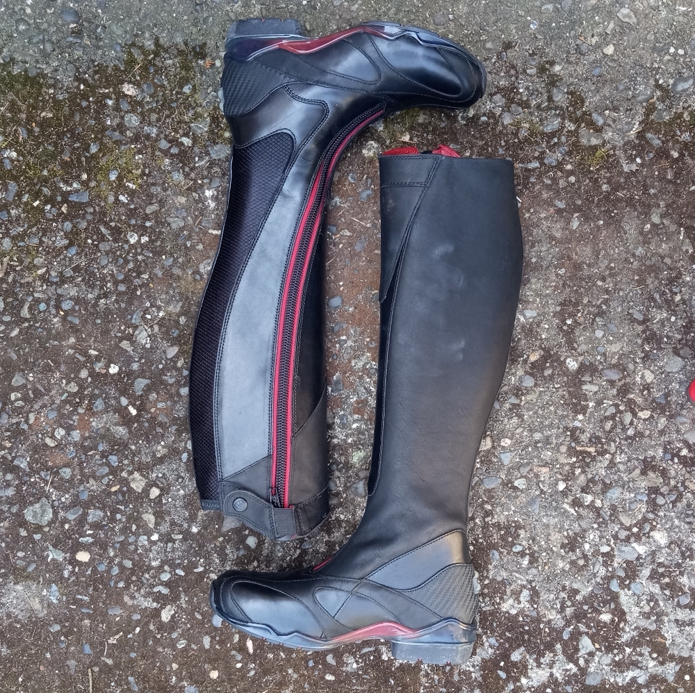 ARIAT Black And Red Zip Up Riding Boots Womens 7.5